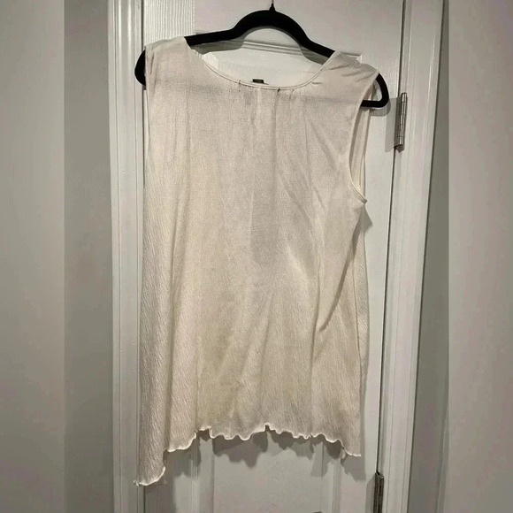 French Laundry Cross Stitch Printed Keyhole Neck Eyelet Boho Tank Top Size L - Picture 10 of 11